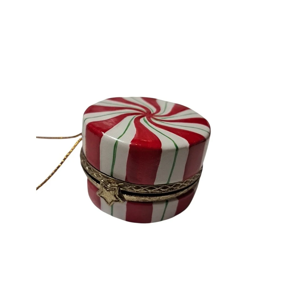 Ornament Trinket Boxes Lot‎ Of 3. One Pepermint, One Cupcake And One Wagon